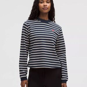 lululemon athletica Navy and White Striped Long Sleeve sweatshirt